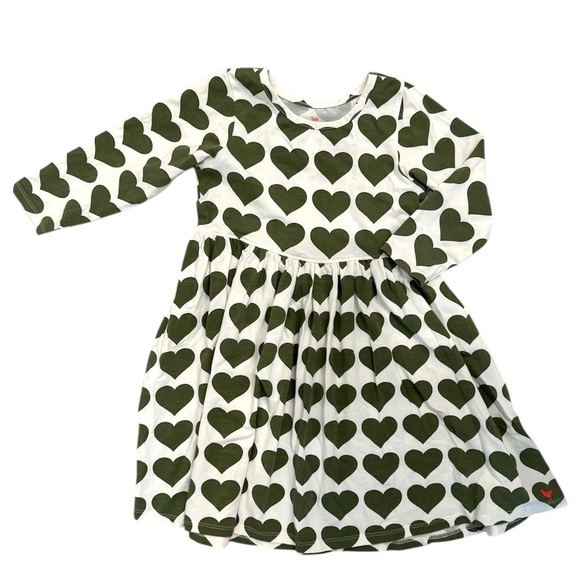 Pink Chicken Girl’s Green Hearts Play Dress Long Sleeve